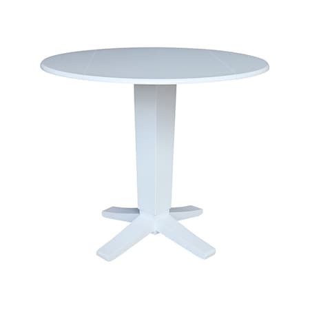 International Concepts 42 in. Solid Wood Round Dual Drop Leaf Dining Pedestal Table - 36.3 in.High in White K08-42DPT-23B-36